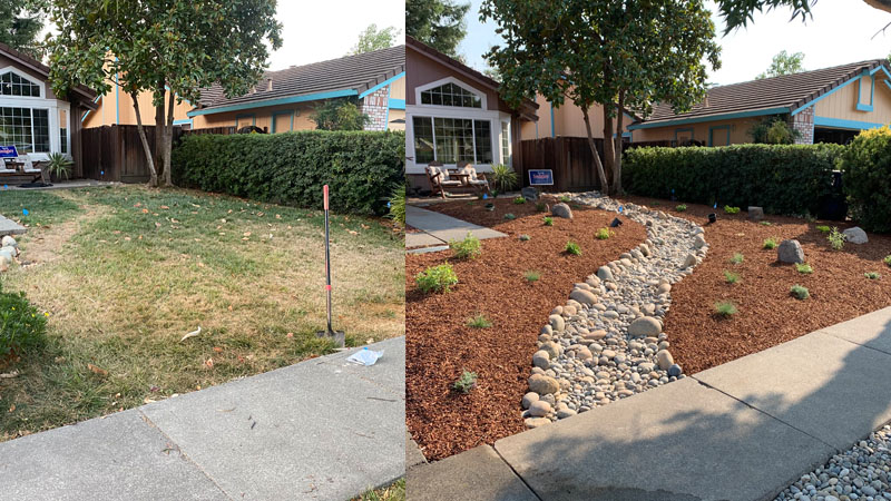 image of before and after of a yard make over by JA Landscaping, napa california